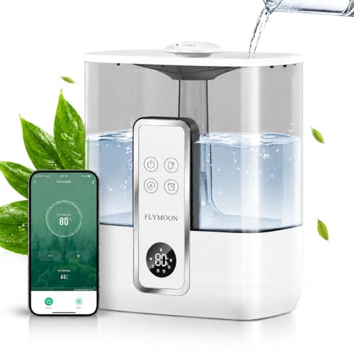 Image of FLYMOON Top Fill 5L Cool Mist Humidifiers with 28dB | Tuya App & Touch Control, Auto-Off, 12H Timer, 50 Hour Runtime, Ultra-fine Mist, Ideal for Bedrooms
