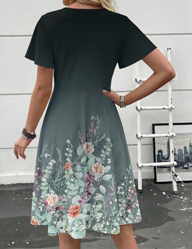 Image of Zeagoo Womens Summer Dress Casual Swing Sundresses Floral Ruffle Short Sleeve Wedding Guest Dress Beach Mini Dress 2026