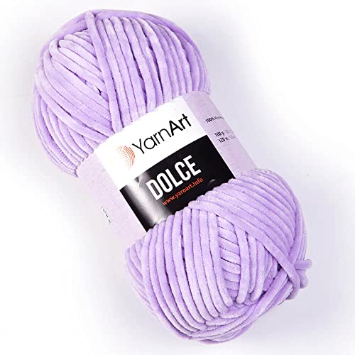 Yarn Art Dolce Yarn 100% MicroPolyester Velvet Blanket Amigurumi Super Bulky :6 Baby Chenille Yarn (1 Skein, 744-LILAC)