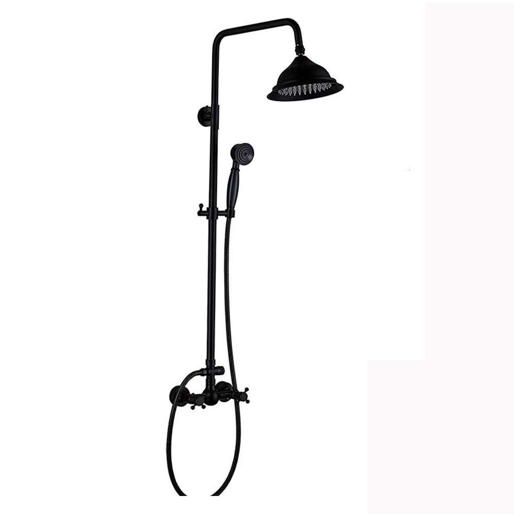 Ensemble combiné de douche noir avec pommeau de douche à effet pluie 8 pouces et mitigeur