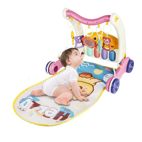 Trotteur Pousseur bébé 2en 1 évolutif, assis à debout, Trotteur Bébé Garçon Fille Evolutif, 2 en 1 Rose