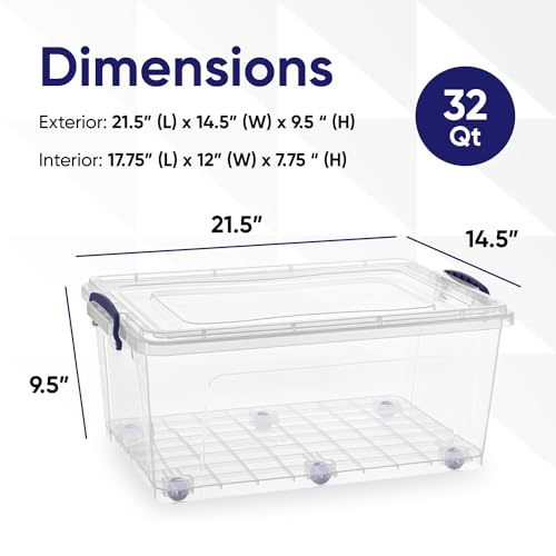 Image of Superio Storage Bins with Lids, Clear Plastic Containers for Organizing, Stackable Totes, BPA Free, Odor Free, Organizer Boxes for Home, and Dorm (4 Pack, 32 Quart)