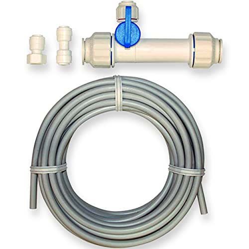 Eastman Ice Maker Installation Kit, 5/8 x 1/4 Inch Slip Tee Valve, 15 Foot White Flexible PEX Tubing Ice Maker Connectors, 60466N