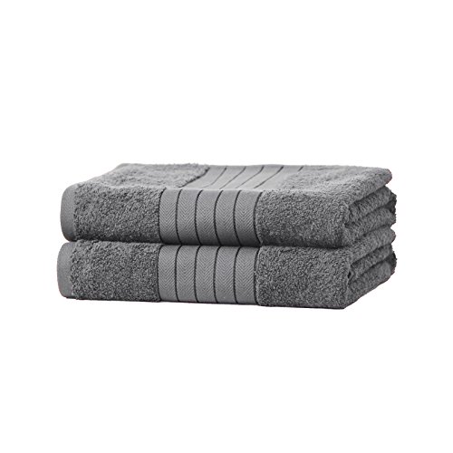 Dreamscene - Lot de 2 draps de Bain de Luxe 100 % Coton - Gris Cover