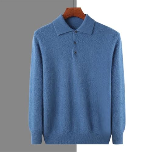 Men's Cashmere Sweater Solid Color Polos Collar Solid Color Loose Knitted Pullover Soft Warm Sweater2
