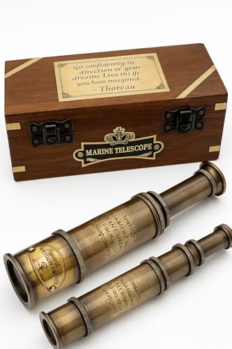 Brass Maritime Telescope with Wooden Box (Go Confidently Telescope)