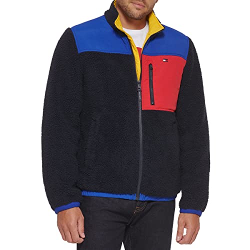 Tommy Hilfiger Men's Contrast Sherpa Stand Collar Jacket, Cream, Small