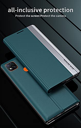 Ccsmall Magnetic Case For Xiaomi Redmi 10A Premium Pu Leather Cover,[Shockproof Tpu Interior Case] Stand Flip Phone Case For Xiaomi Redmi 10A Cx Green #TOP3