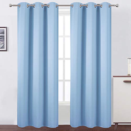 Image of LEMOMO Sky Blue Thermal Blackout Curtains /38 x 84 Inch /Set of 2 Panels Room Darkening Curtains for Bedroom