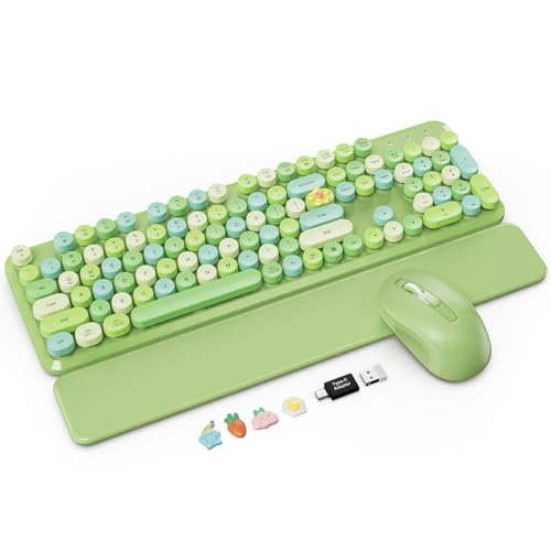 Teclado retro con reposamuñecas magnético y mouse ergonómico de 3 niveles DPI
