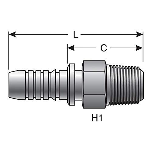 Image of Gates 169-0100-1612 GlobalSpiral Series Couplings, Male Pipe NPTF, 30 degree Cone Seat, 1 inch ID