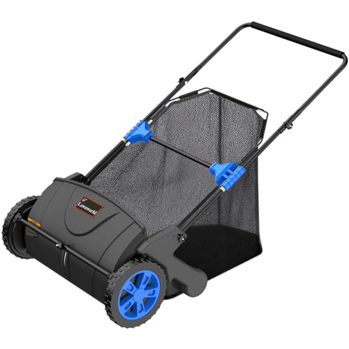 21 Inch Leaf & Lawn Sweeper – Push Powered Garden Sweeper for Grass Clippings, Leaves & Debris – Manual Push Yard Sweepe - Detailed View