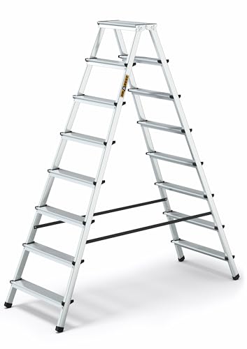 Utilizzo universale: la scala pieghevole a 8 livelli è ideale per la pulizia delle finestre o il cambio della lampadina, indispensabile anche per piccoli lavori di pittura e ristrutturazione. Altezza della scala: 1,785 m Altezza di lavoro: 3,66 m
