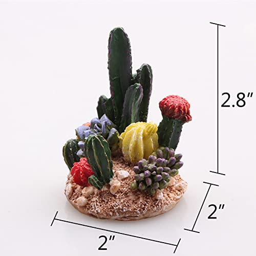Image of Succulents Cactus Plant Fish Tank Decorations Desert Oasis Decor Sculpture Collection Reptile Turtle Lizard Spider Tanks Terrarium Figurine Statue Decor Ornament Pet