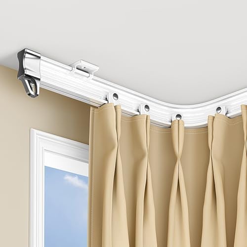 19.7FT Flexible Bendable Ceiling Curtain Track System - Curved Wall Mount Rail for RV, Bay Window, Sliding Curtains - Adjustable Drapery Solution for Home Decor