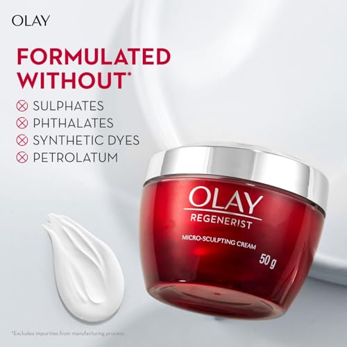 Image of Olay Regenerist Micosculpting Day Cream | Hydrated, Plump, Bouncy Skin | With Hyaluronic Acid, Niacinamide and Peptides | Normal, Oily, Dry, Combination Skin | 50g (Pack of 2)