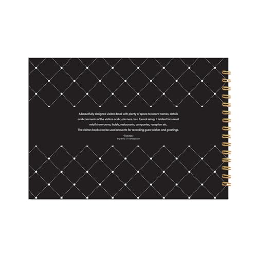 Image of Visitor Book - 8 x 12 Inches | Black Diamond Wire Bound Guest Register for Hotels, Offices, Exhibitions, Boutiques & Business Use | Medium Size Visitor Log Book for Reception & Front Desk