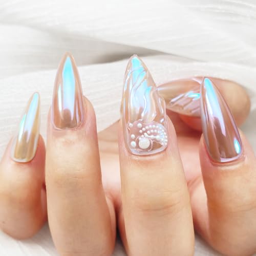 FNNZ Unicorn Chrome Nail Powder, Aurora Unichrome Mermaid Aurora Nail Powder ...