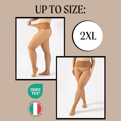Image of CALZITALY Seamless Sheer Tights, Comfortable Waistband, 15 Denier Pantyhose Multi Colors Made in Italy