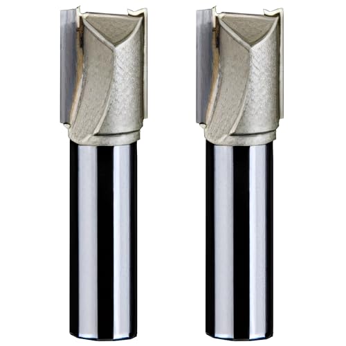 NACX 1/2-inch Shank, 5/8-inch Cutting Dia, 2-Flute Straight Router Bit, Carbide Tipped Plunge Router Bit, 2Pcs