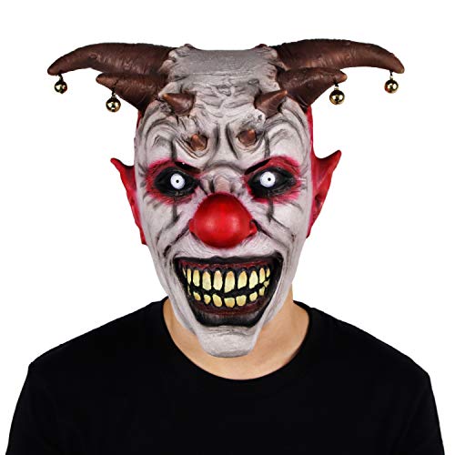 molezu Máscara de Payaso de Campana Halloween Látex Horror Campana Casco Wraith Máscara de Miedo para Adultos Accesorios de Rendimiento Máscara de Fiesta de Carnaval Cover