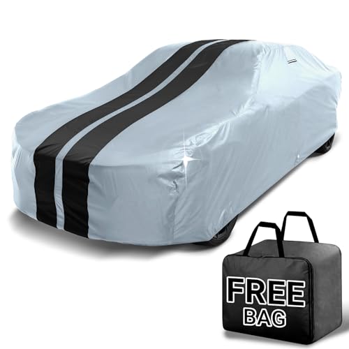 Image of iCarCover Custom Car Cover for BMW 1502 (1975-1977) Waterproof All-Weather Rain Snow UV Sun Protector Full Exterior Indoor Outdoor Car Cover (Stripe - Gray /Black)