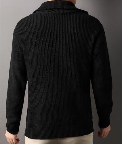 Men's Sweaters Quarter Zip Pullover Turtleneck Long Sleeve Knit Texture Fashion Thermal Sweater3
