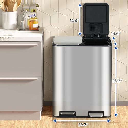 Caneca de Basura Doble Compartimento 16 Galones Acero miniatura 5