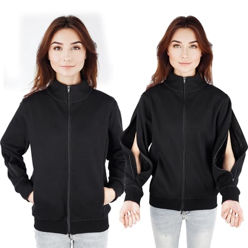 Women's Sherpa Lined Stand Collar Dialysis Jacket - Comfort with Arm Zipper | Hassle-Free Port Access & Hemodialysis Clothing