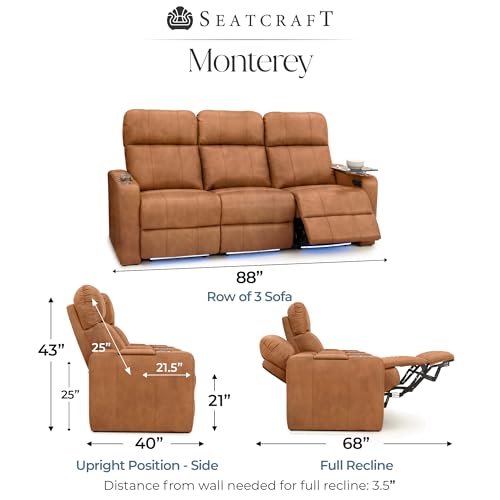 Image of Seatcraft Monterey Home Theater Seating Tawny Row of 3 Sofa