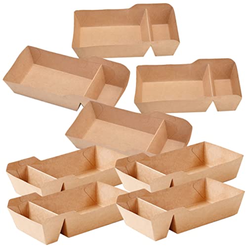 SOLUSTRE 50Pcs Paper Snack Containers Dual Compartment Snack Boxes for Popcorn Fries and Treats for Parties Events and Celebrations