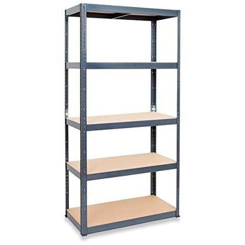 STORALEX® Garage Racking Shelving Unit - Popular 45cm Deep Version - UK’s Bestselling Garage Storage Shelves - 265kg Per Shelf (Evenly Distributed) - 5 Tier Shelf - Metal & MDF Boltless Assembly System Cover