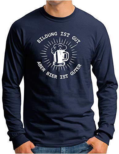 T-shirt manches longues bière drôle OM3 marine grande taille