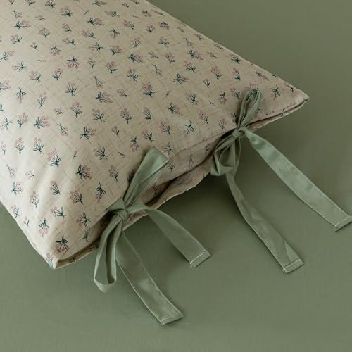 Image of VM VOUGEMARKET Purple Blossom Duvet Cover Set Full Beige Duvet Cover with 2 Bowknot Pillowcases Vintage Flower Bedding Set for College Dorm