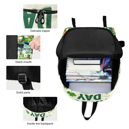 Kids School Bag Set Waterproof Picnic Backpack, Backpack with Lunchbox, St Patricks Day3