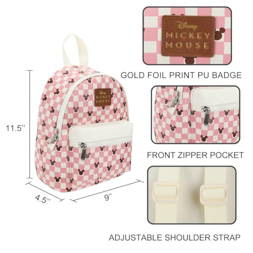 Disney Mickey Ears 11.5 Pink & White Checkered Mini Backpack4