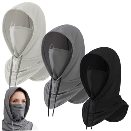 Ameble 3PCS Balaclava Face Mask Full Head Breathable UV Face Mask with Neck Gaiter and Hood for Cycling Sports Outdoor Balaclava, UV, Covering, Cover, Shield, Ne