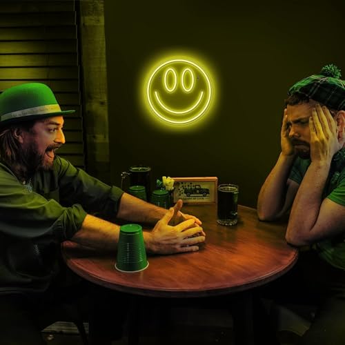 Image of Smile Face LED Neon Sign - 5V Low Voltage USB Plug-in with Switch Control, Transparent Acrylic Backlit Wall Light for Bedroom, Bar, Party Decor Safe & Stylish Neon Art for Teens, Shop Owners