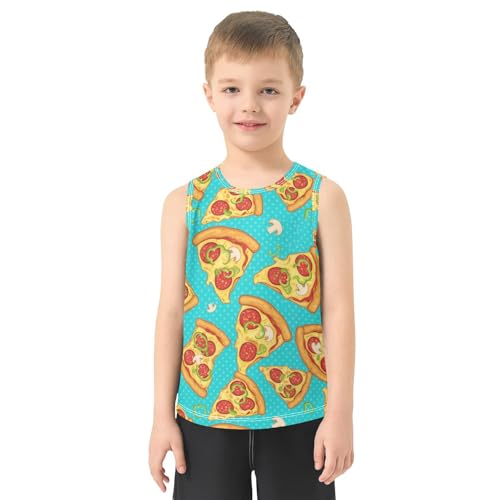 J JOYSAY Pizza Mushrooms Peppers Boys Tank Top Sleeveless Muscle Shirts Quick Dry Sport Active Workout Kids T-Shirts 3-15T2