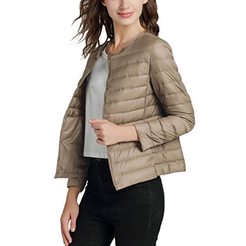 TieNew Femme Doudoune Ultra Légère Veste Courte Matelassée,Doudoune Veste Décontractée Manteau d'hiver pour Femme Chaud Slim Fit Vêtement épais Top Blouse Cover