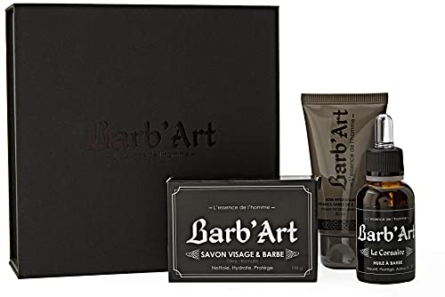 Coffret Cadeau Noir Barb'Art : Huile et Savon à Barbe pour un Entretien Visage Parfait