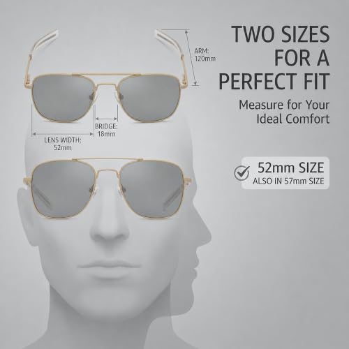 Image of CAMPCO HUMVEE Polarized Aviator Sunglasses for Men & Women - Gold Frame, Gray Lens, UV400 - Great for Driving, Fishing, Gifts