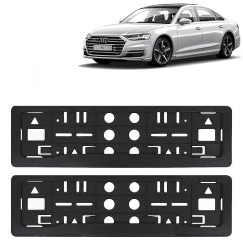 Image of KINGSWAY A8L Car Number Plate Frames for All 2015 Onwards Models of AUODI Car Registration Plate Holders, Black Licence Plate Covers (Front and Rear), Universal Size 51.5 x 14.5 cm