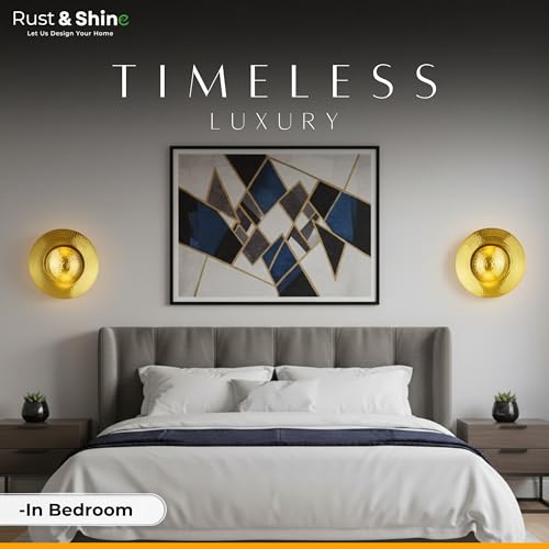 Image of Rust & Shine Decorative Wall Light for Living Room & Bedroom, Modern Wall Lamp for Home Decoration, Wall Mounted Lighting Fixture, Bedside Wall Light, Indoor Fancy Wall Lights for Room