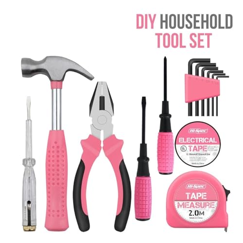 Kit de herramientas compacto para el hogar 13 piezas rosa miniatura 2