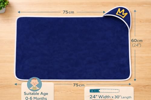 Image of First Kick Baby Blanket Newborn Polar Fleece Hooded Blanket with Premium Embroidery, 200 GSM All-Weather Newborn Wrapper, White Piping Stitch, 24 x 30 Inches, 0-6 Months, Navyblue