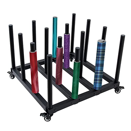 Migoda Vinyl Cart Mobile Rack,16 Roll Heavy Duty Media Roll Cart,Vinyl Organizer Round Core Vinyl Rolling 1200Lbs Vinyl Rack For Blueprint,Photography Paper Rolls Organize Mobile Storage #TOP2