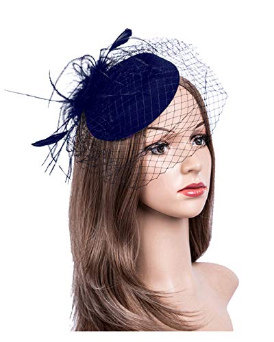 Fascinators Hats 20s 50s Hat Pillbox Hat Cocktail Tea Party Headwear with Veil for Girls and Women