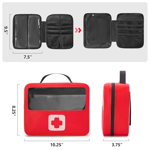 Image of Marscamd Waterproof Empty First Aid Bag with a Detachable Panel, Small Medical Bag with Molle System, Red (Bag Only)