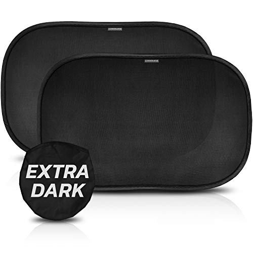 Parasol coche infantil con protección UV certificada extra oscura - autoadhesivo, para proteger del sol a bebés y mascotas, 2 parasoles para bebé M/L de 50x30 cm